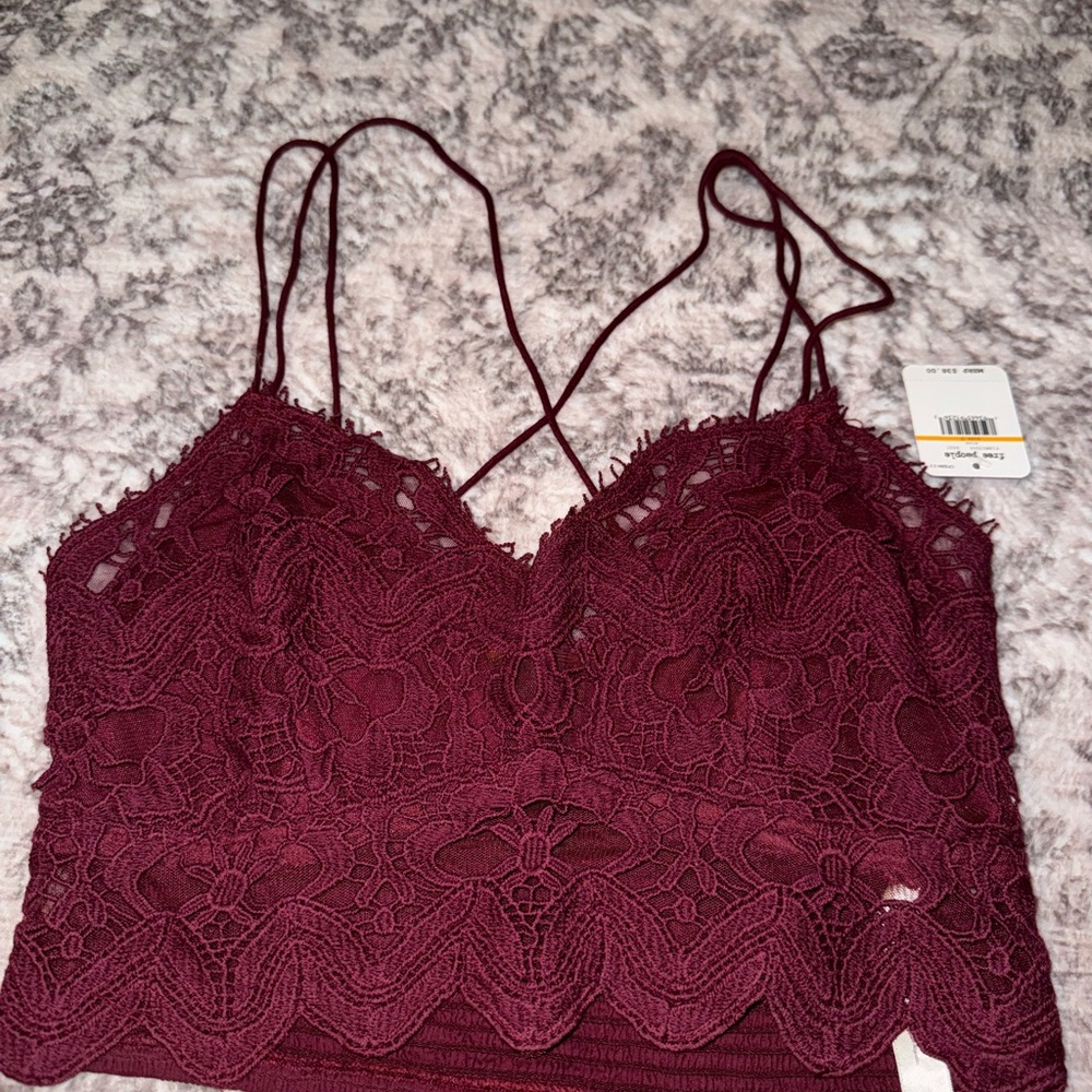 Free People Burgundy Lace Bralette